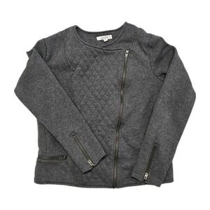 Athleta Belvedere Quilted Cotton Moto Jacket Asymmetrical Zipper Grey Womens XL